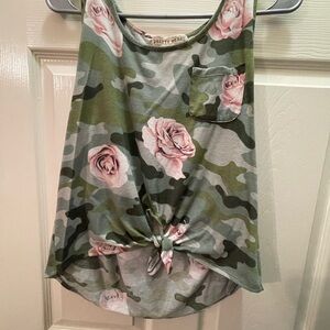 Green Camo Floral Tank Top